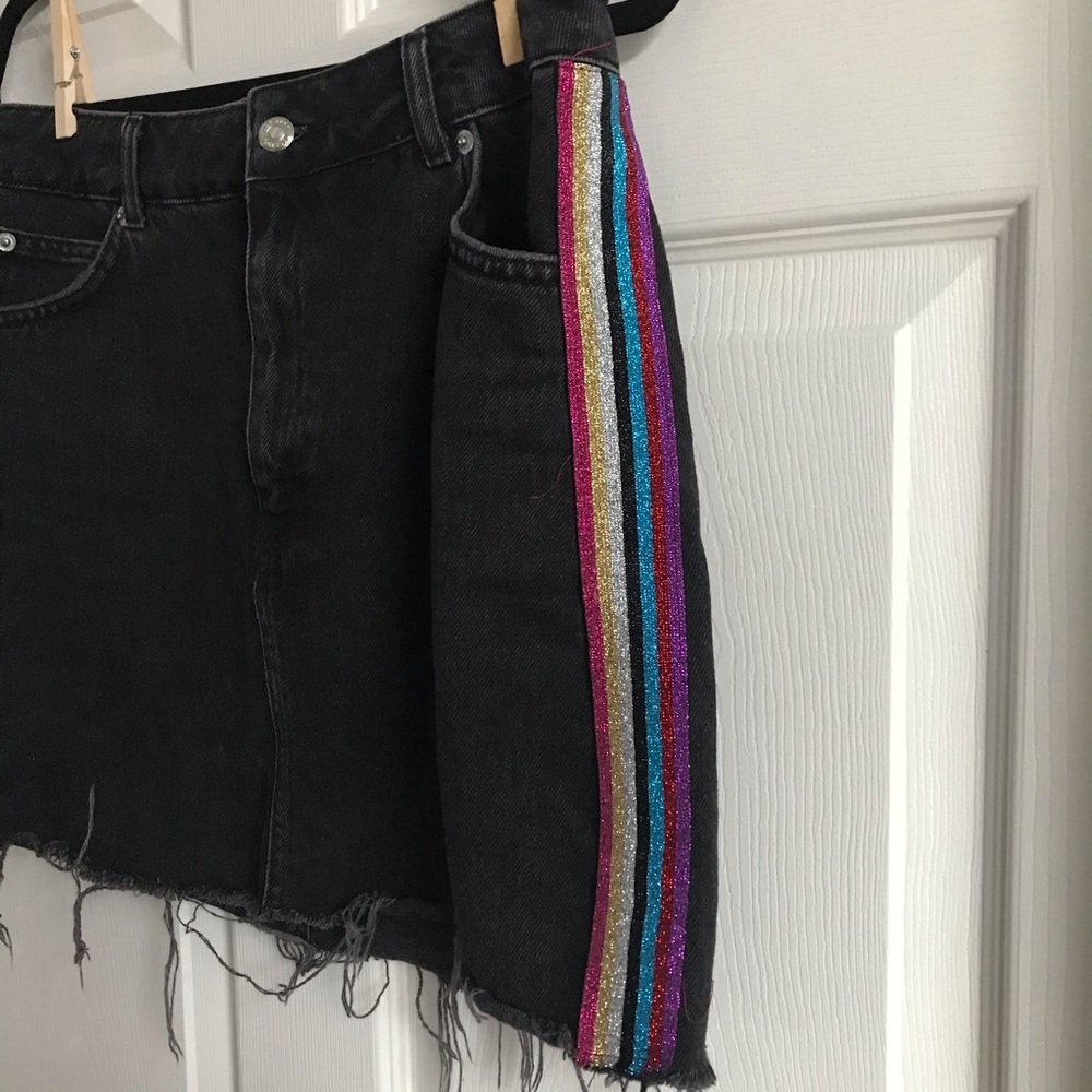 Topshop Moto rainbow track stripe denim skirt‎ / 8 - Picture 5 of 7